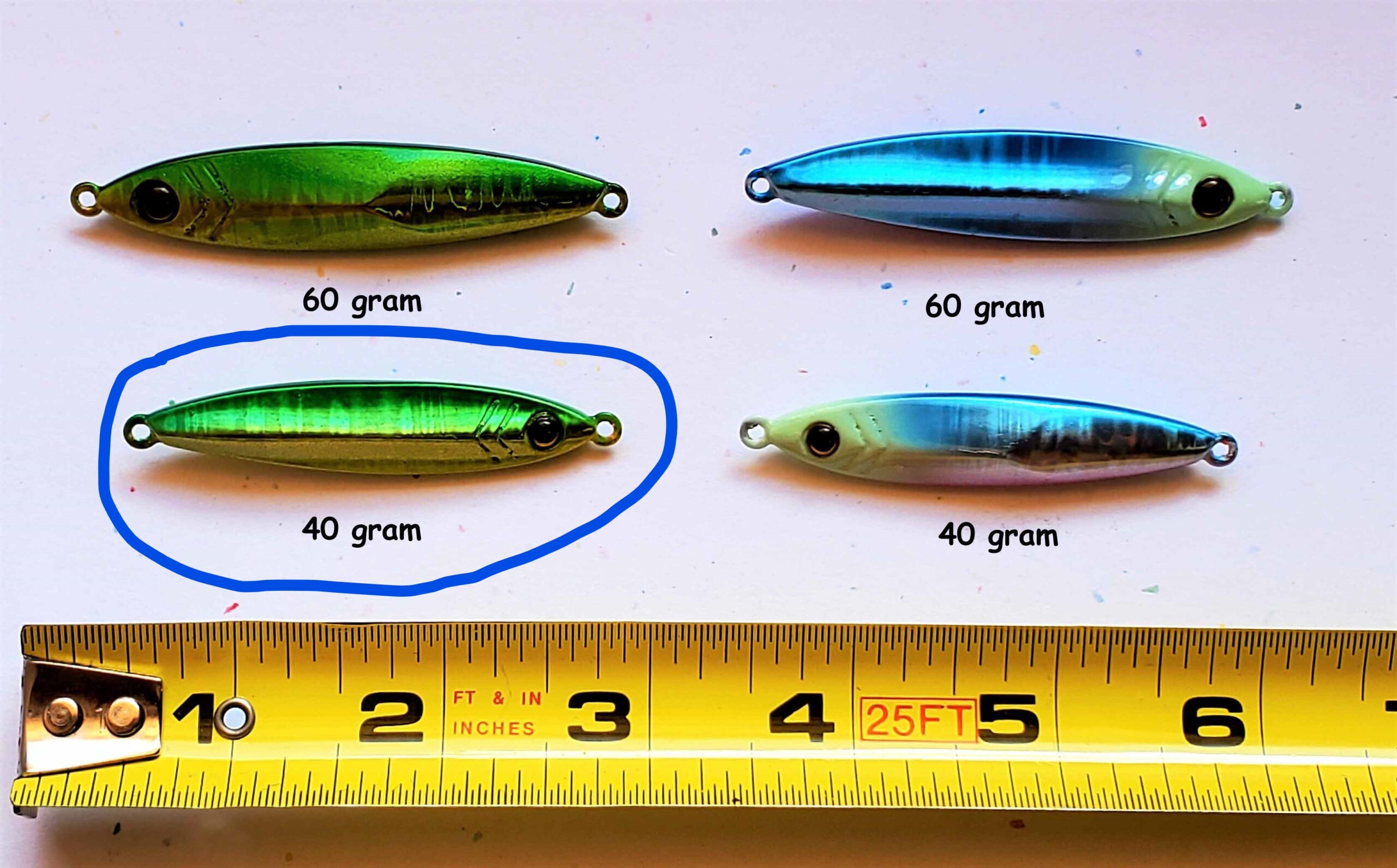 Flat and Beveled Tungsten Jig 40g - Green and Gold - * RESTOCK !! * -  Hawaii Nearshore Fishing